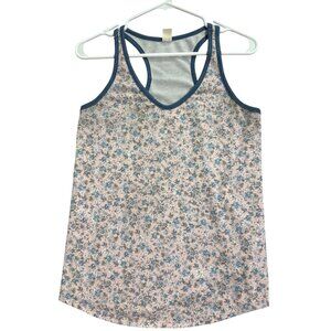 Floral Racerback Tank Top Soft Pink & Blue Size S by 7th Ray